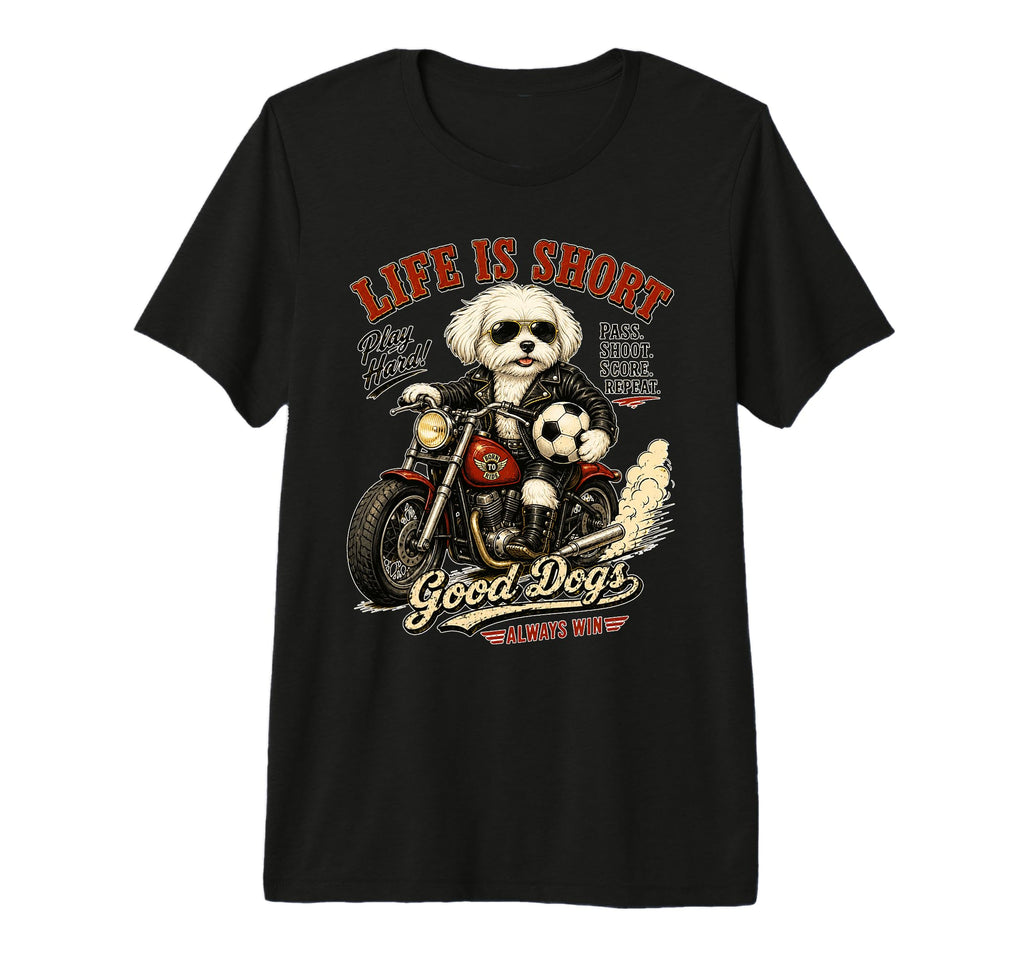 Maltese Motorbike Love Footbal Soccer T-Shirt - Trendy Graphic for Adults