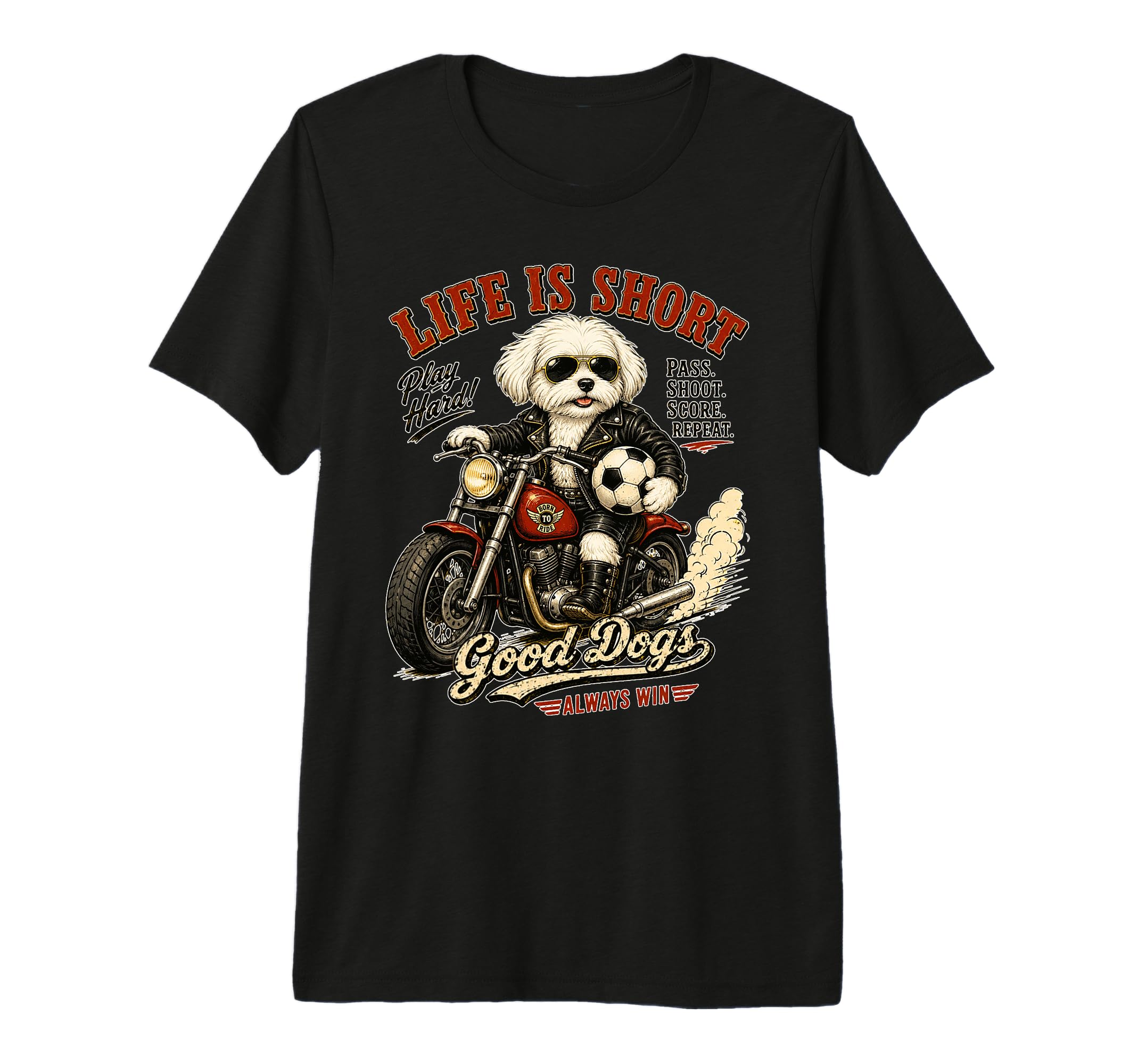 Maltese Motorbike Love Footbal Soccer T-Shirt - Novelty Apparel Men Women