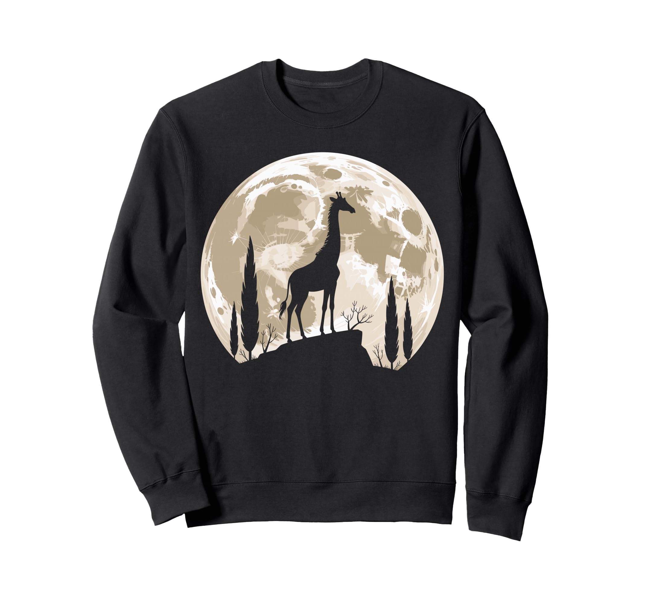 Giraffe Silhouette Full Moon Giraffe Zoo Sweatshirt - Trendy Graphic Unisex