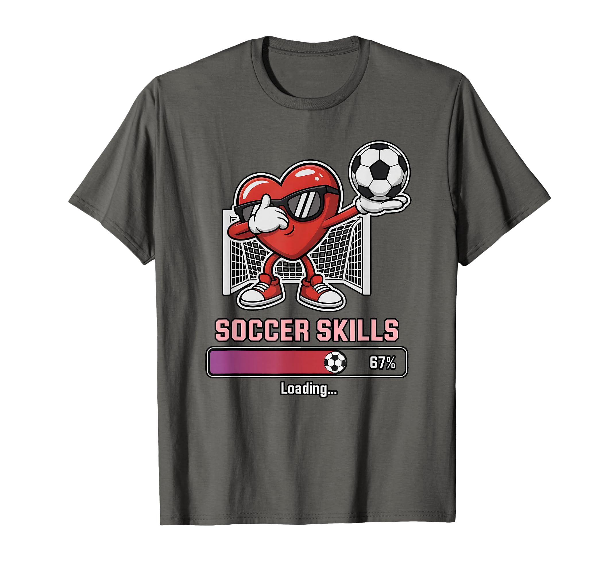 Love Soccer Heart Skills Loading Win T-Shirt - Casual Everyday Wear Unisex