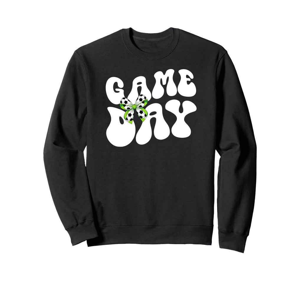 Groovy Soccer Game Day Bow Game Day Sweatshirt - Trendy Graphic Men Women