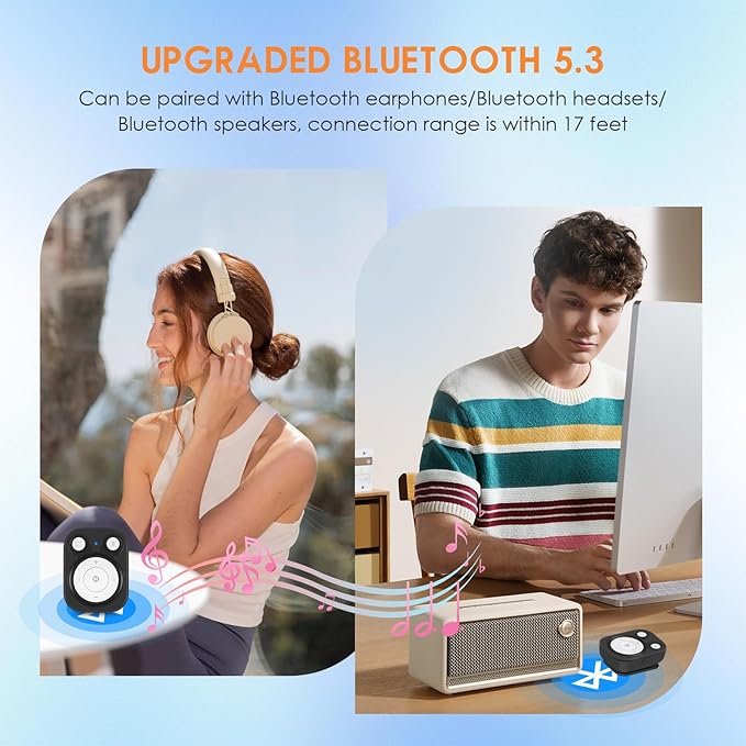 Clip MP3 Player: Bluetooth 5.3, Earphones Included, 15 Hours Battery Mini Music Player, 1000+ Songs Storage, No Phone Needed, Portable Music Players for Sports, Reading, Learning (64GB-Black)