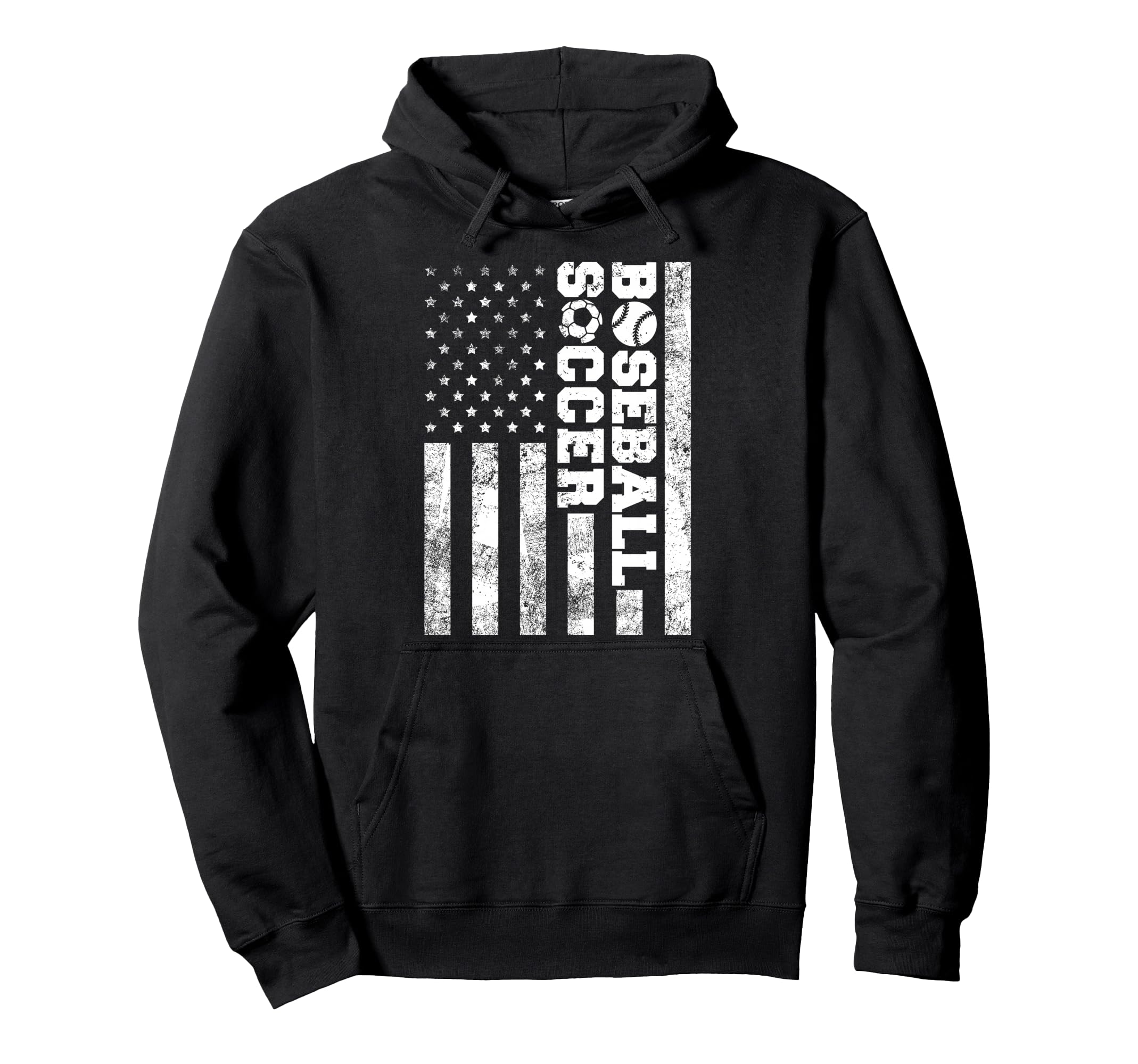 American Distressed Flag Funny Soccer Hoodie - Graphic Print Unisex