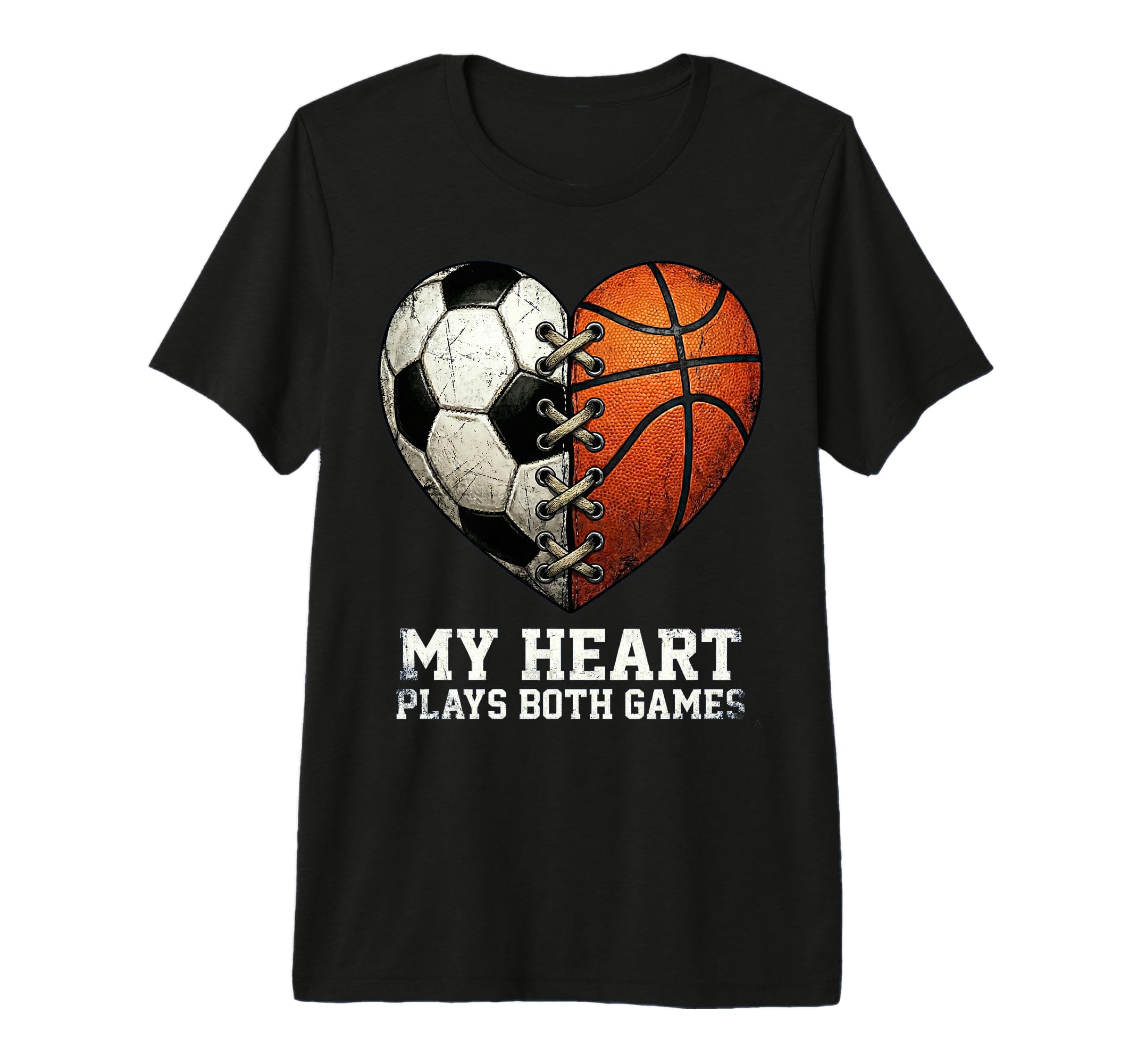 Soccer And Basketball Heart Dual Sport T-Shirt - Aesthetic Graphic Unisex