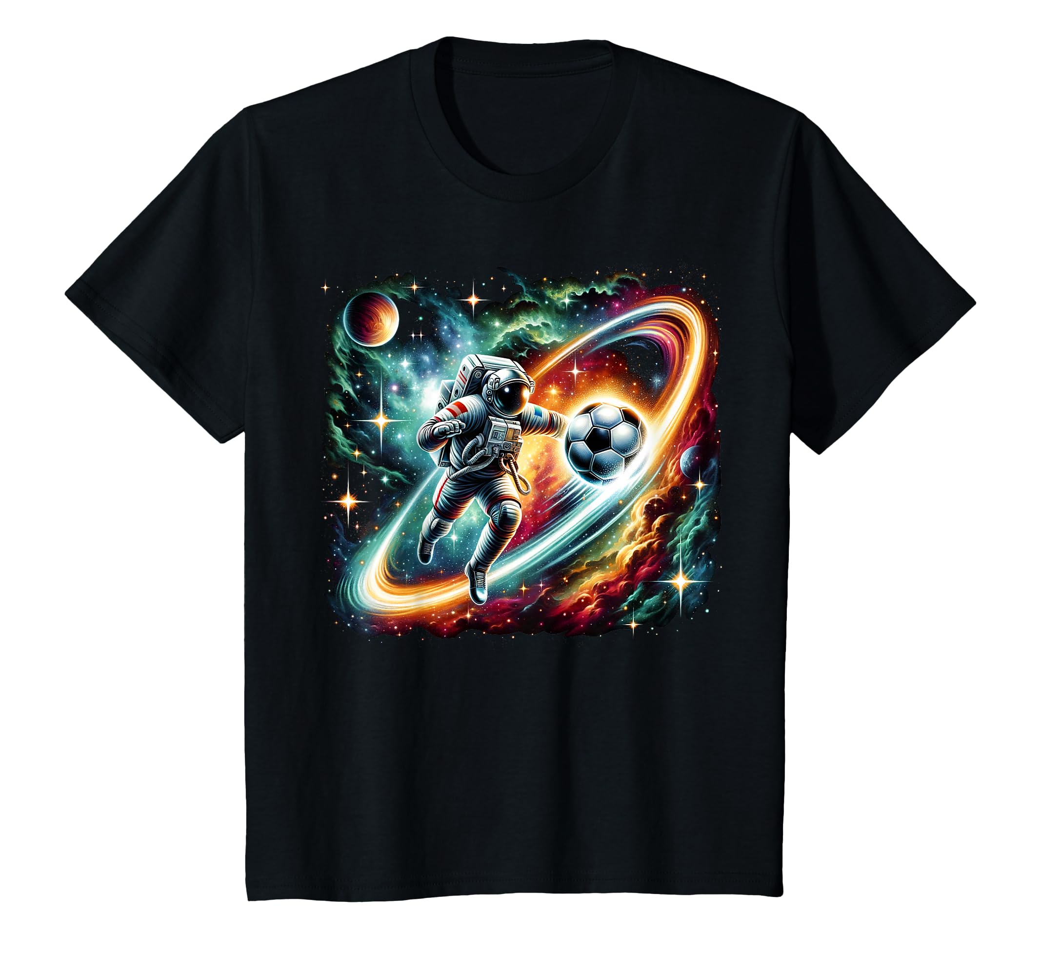Funny Space Soccer Astronaut Soccer T-Shirt - Custom Art Print for Adults