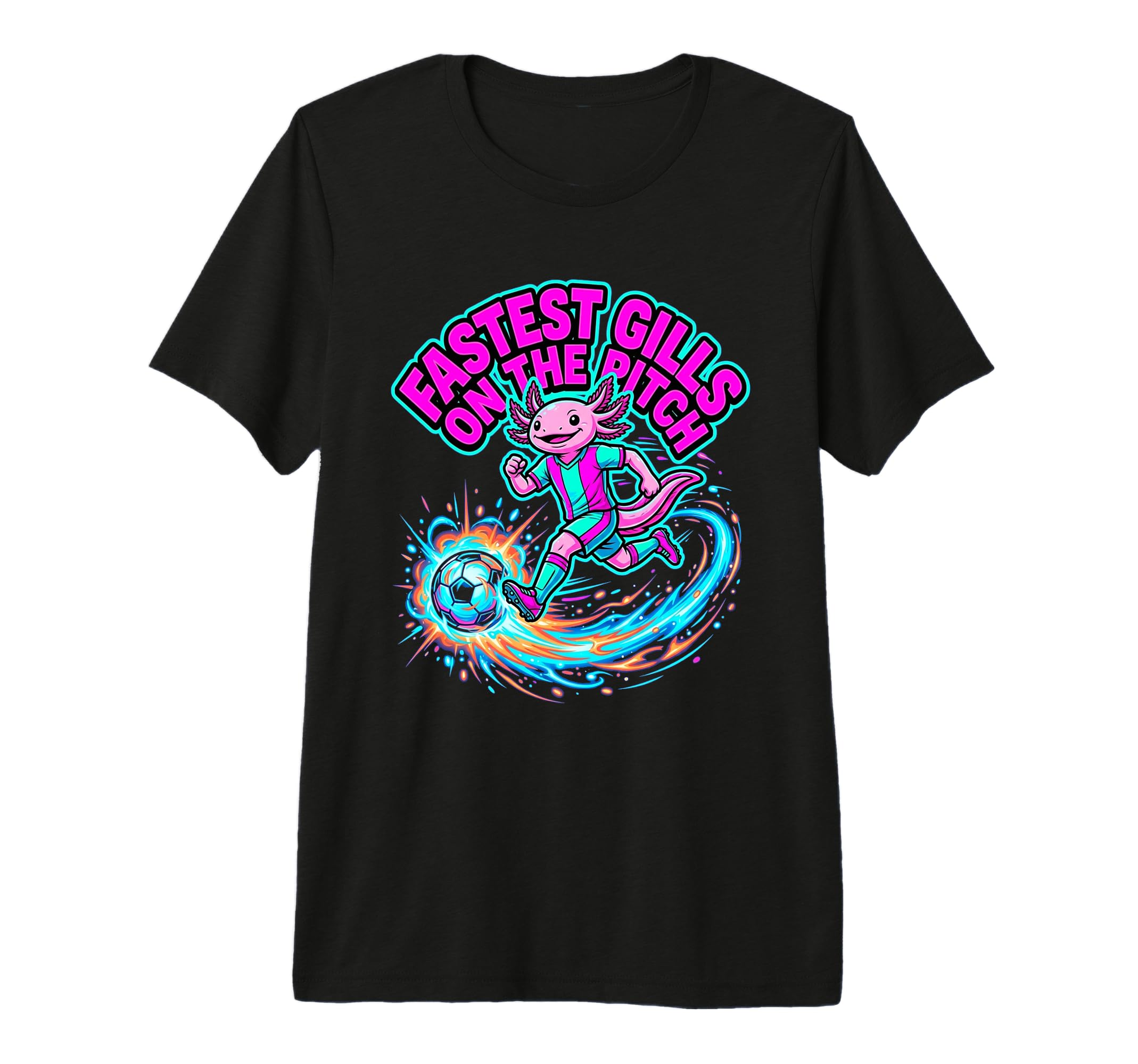 Fastest Gills Pitch Axolotl Soccer T-Shirt - Streetwear Style for Adults