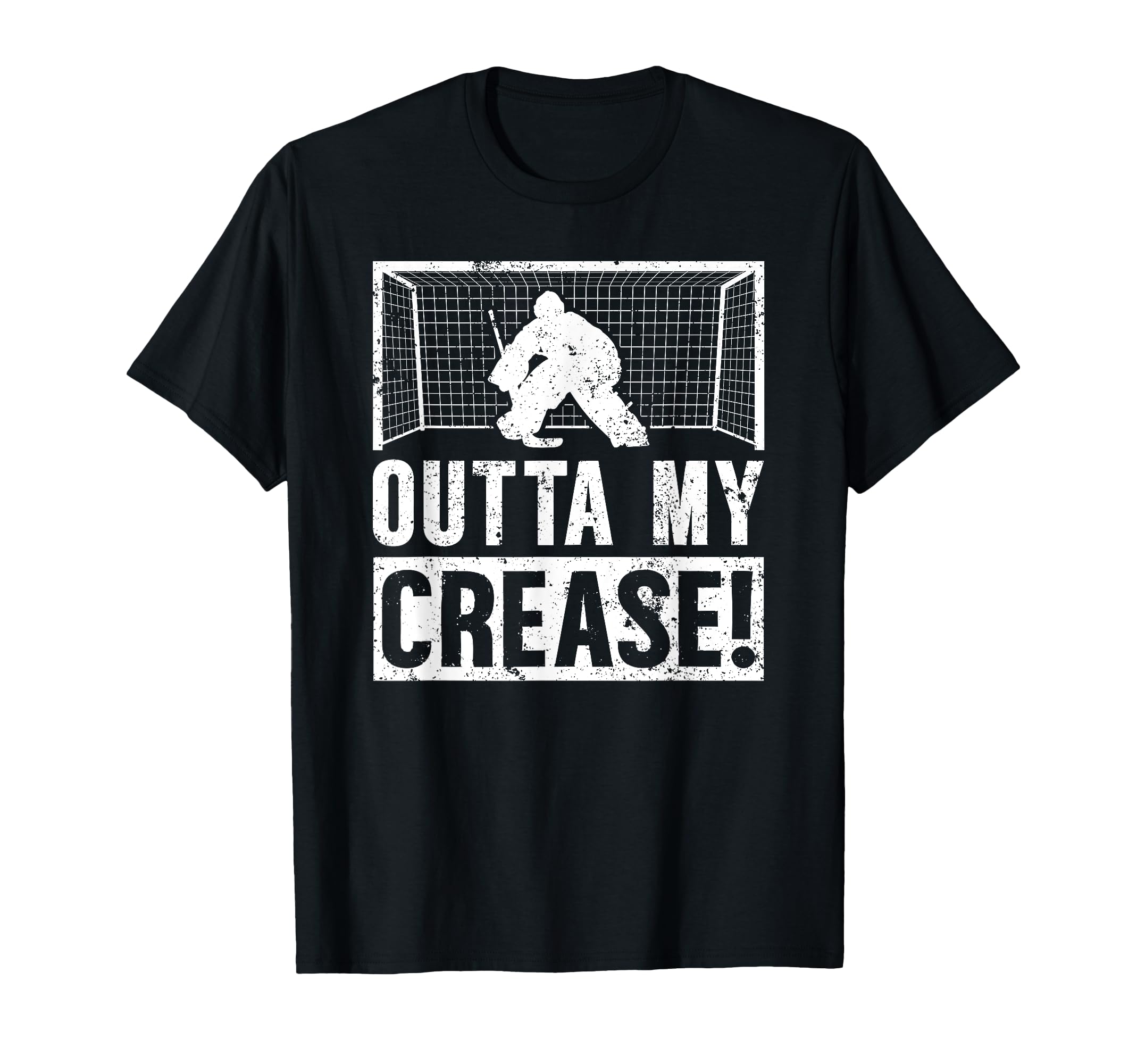 Outta My Crease Ice Hockey Goalkeeper T-Shirt - Unique Graphic for Adults