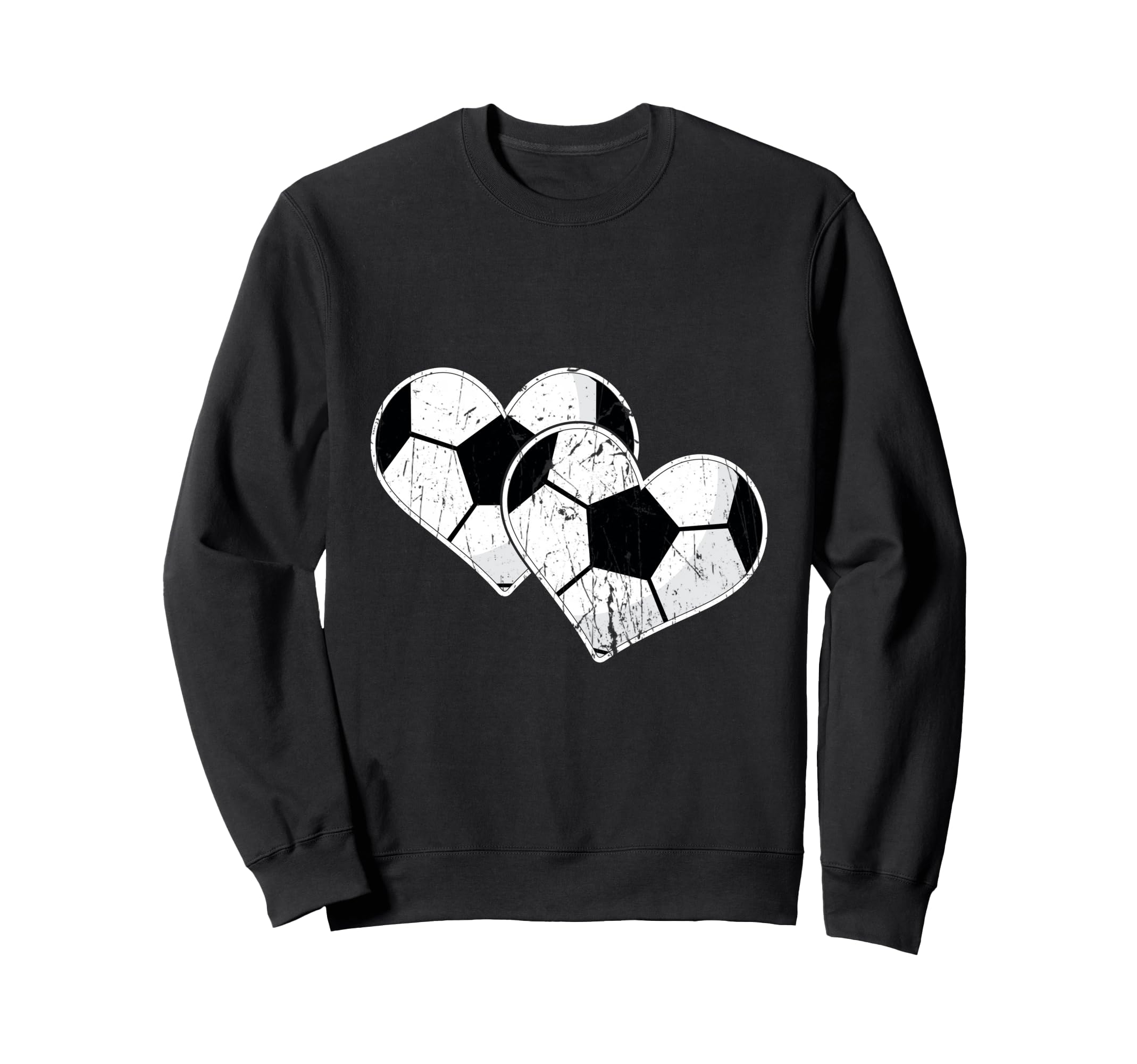 Double Heart Soccer Football Fan Sweatshirt - Trendy Graphic for Adults