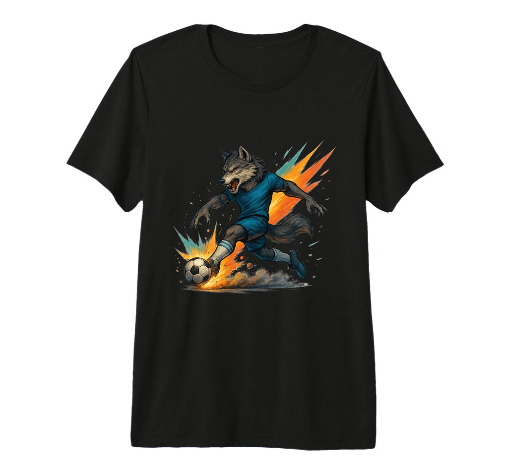 Fierce Soccer Wolf Power Kick Tri T-Shirt - Custom Art Print for Adults