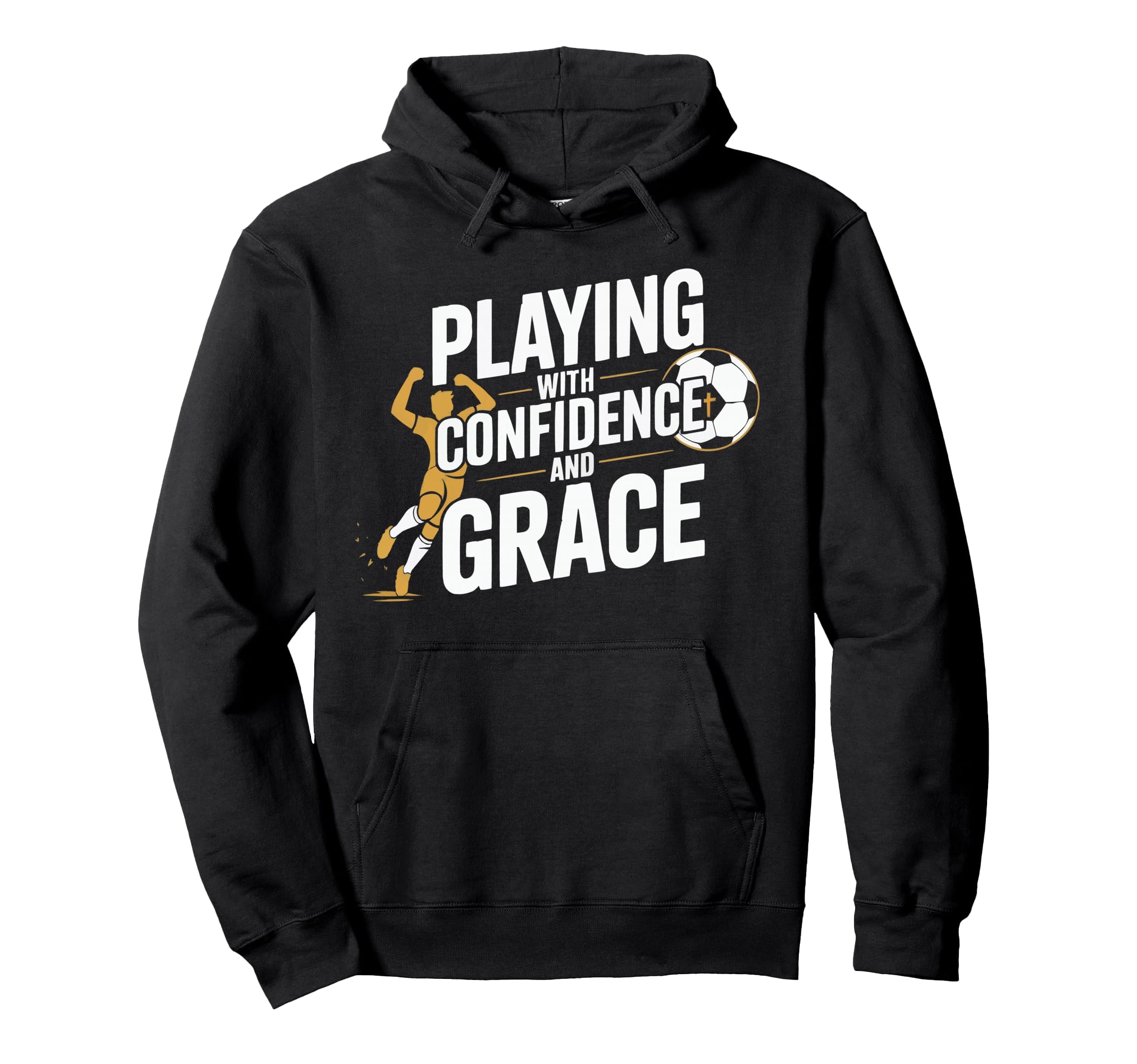 Christian Soccer Player Religious Hoodie - Minimalist Print for Adults
