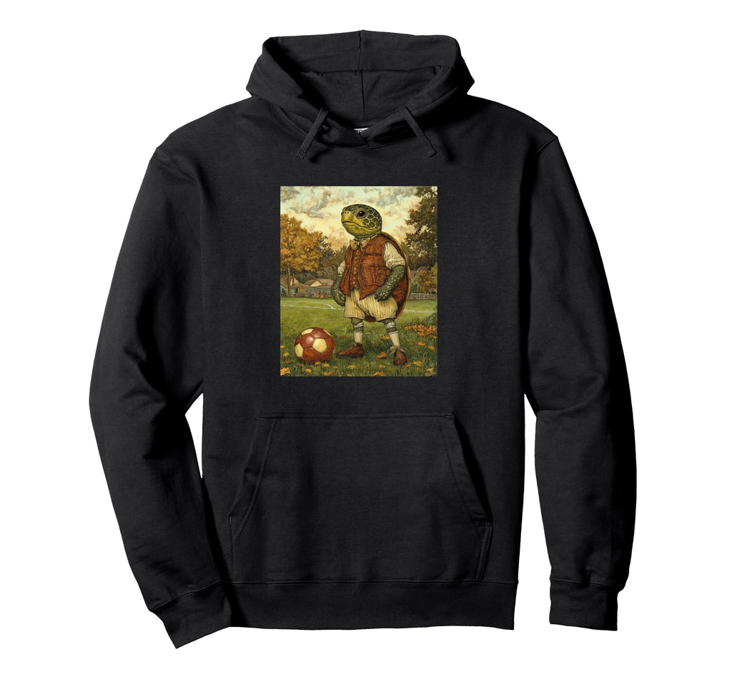 Funny Turtle Playing Soccer Weird Turtle Hoodie - Fun Novelty Design Unisex