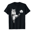 Funny Soccer Cat Kicking Ball Pet T-Shirt - Custom Art Print Men Women