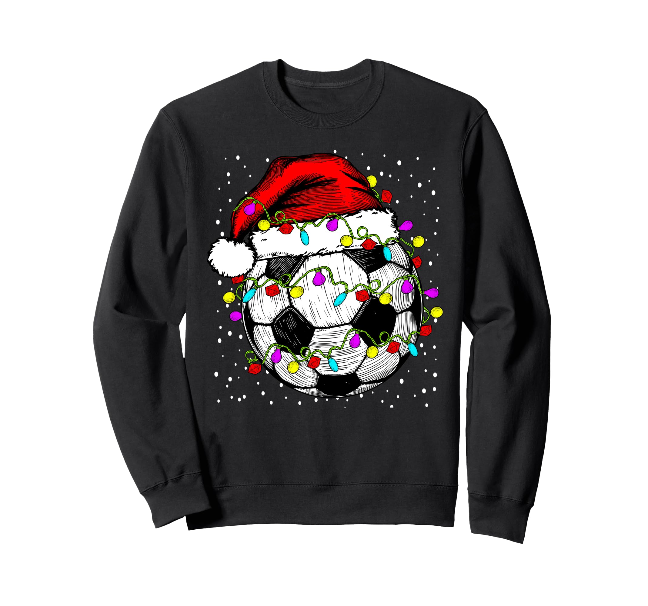 Soccer Ball Santa Hat Lights Coach Sweatshirt - Trendy Graphic for Adults