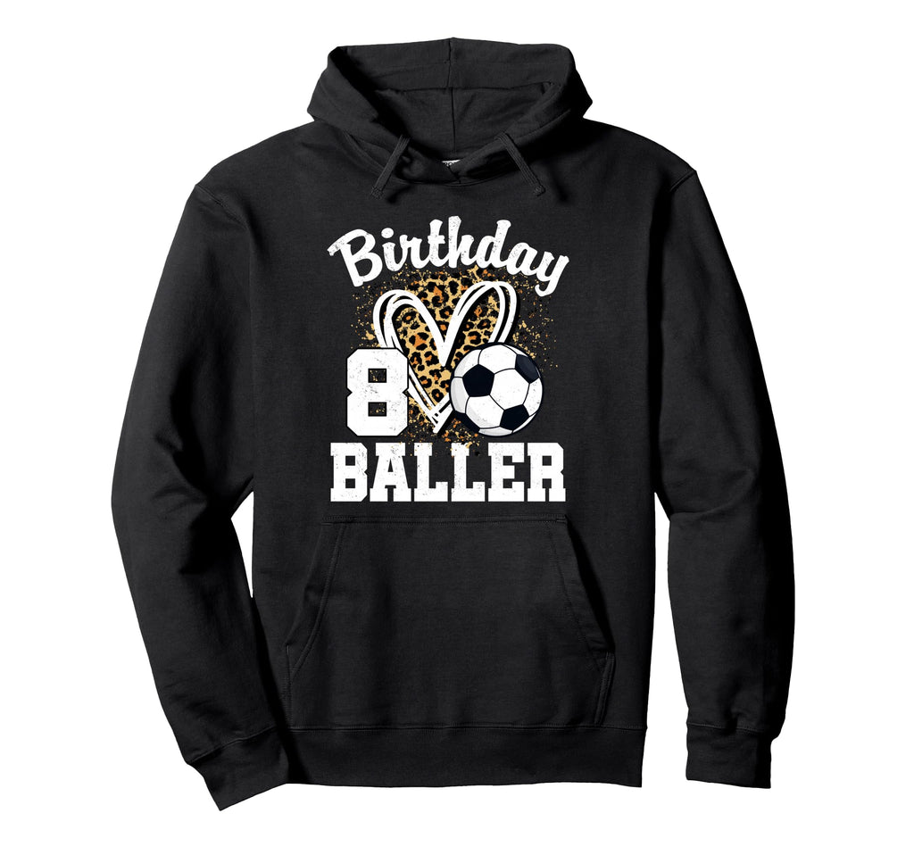 8 Year Old Birthday Soccer Leopard Hoodie - Custom Art Print Men Women