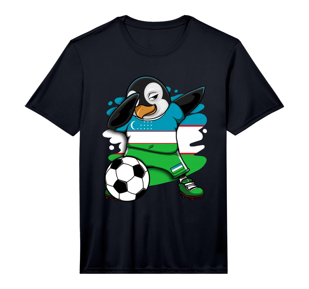 Dabbing Penguin Uzbekistan Soccer Fans T-Shirt - Graphic Print for Adults