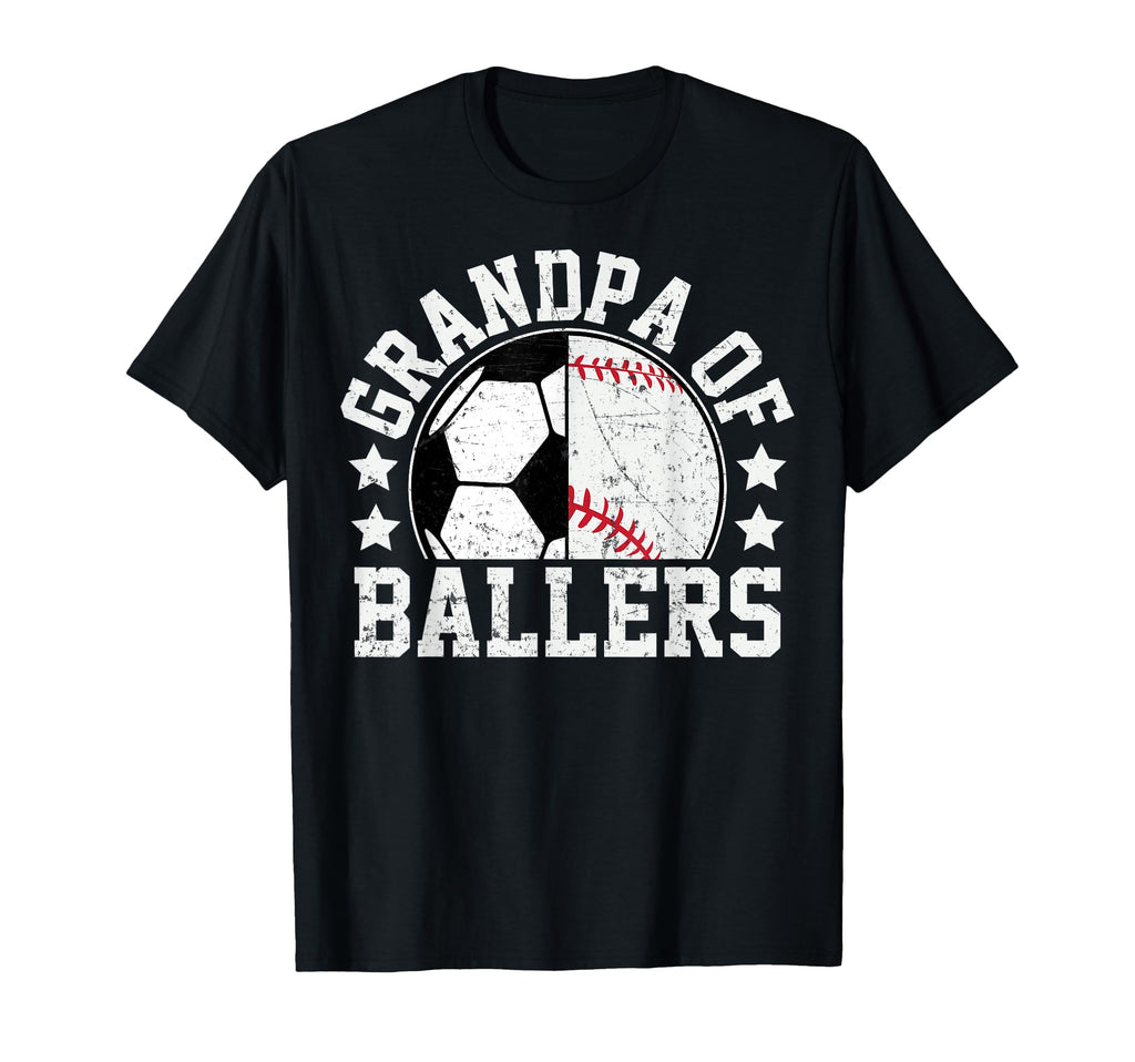 Grandpa Ballers Soccer Baseball T-Shirt - Casual Everyday Wear Men Women
