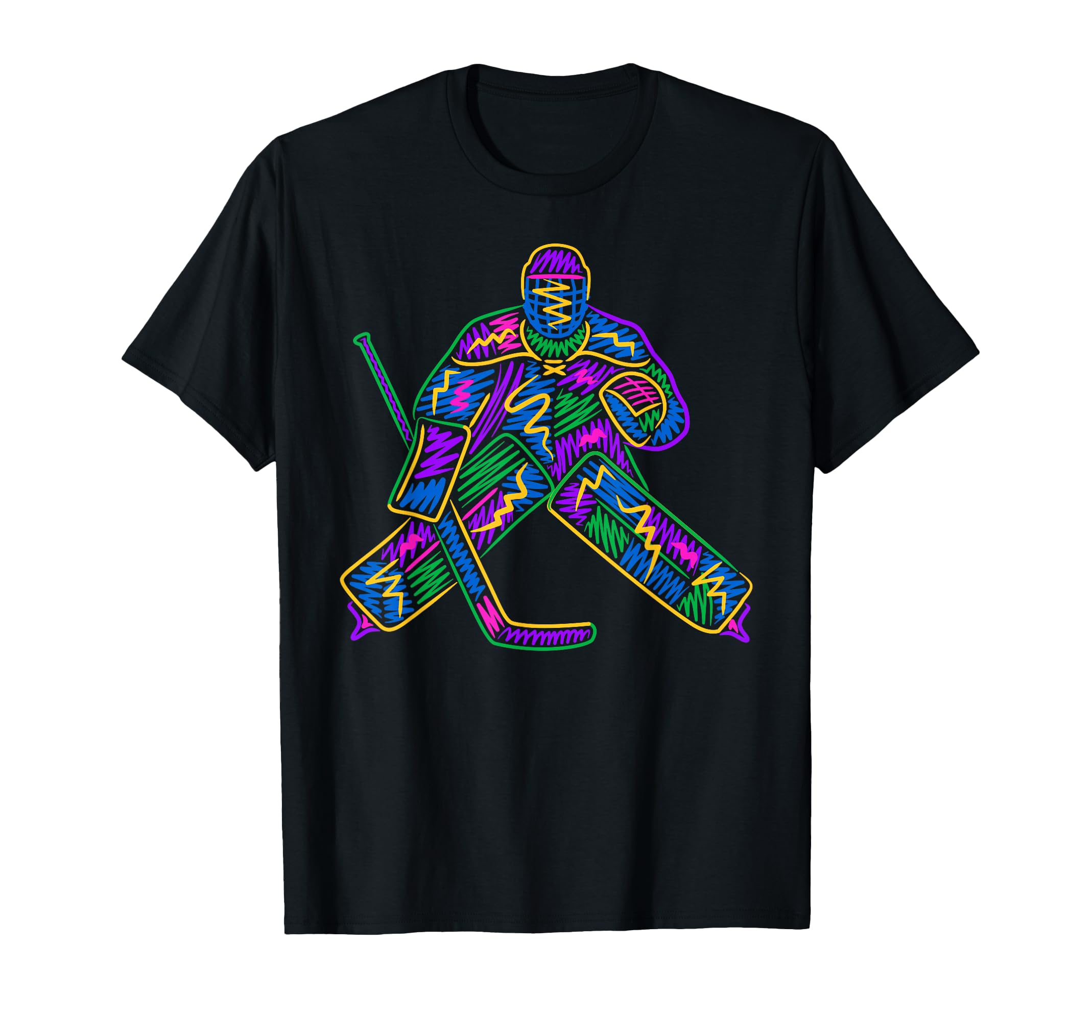 Colorful Hockey Player Goalkeeper Ice T-Shirt - Aesthetic Graphic Unisex