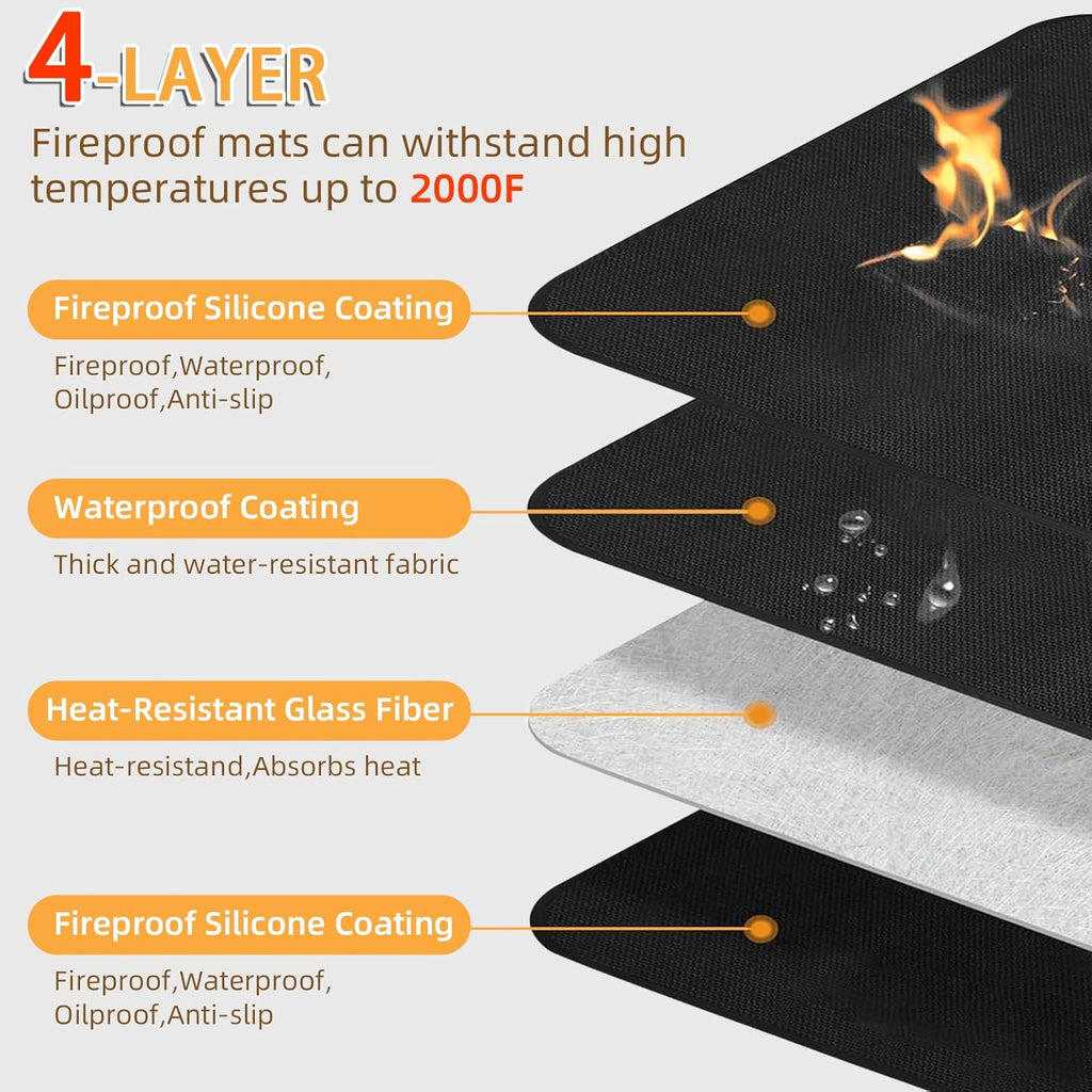 Under Grill Mat for Outdoor Grilling, 70 x 48 inches Double-Sided Fireproof Waterproof BBQ Protector for Deck and Patio Under Grill Mat for Outdoor BBQ