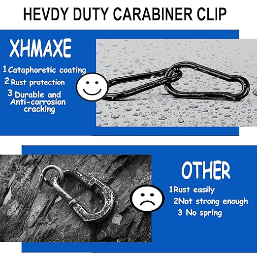 40PCS M5 Black Carabiner Clip, 3/16Inch Snap Hook Quick Link Small Clips, 2'' Spring Carabiner Link Buckle for Fishing Camping Hammock Dog Leashes-220LBS Holding Capacity