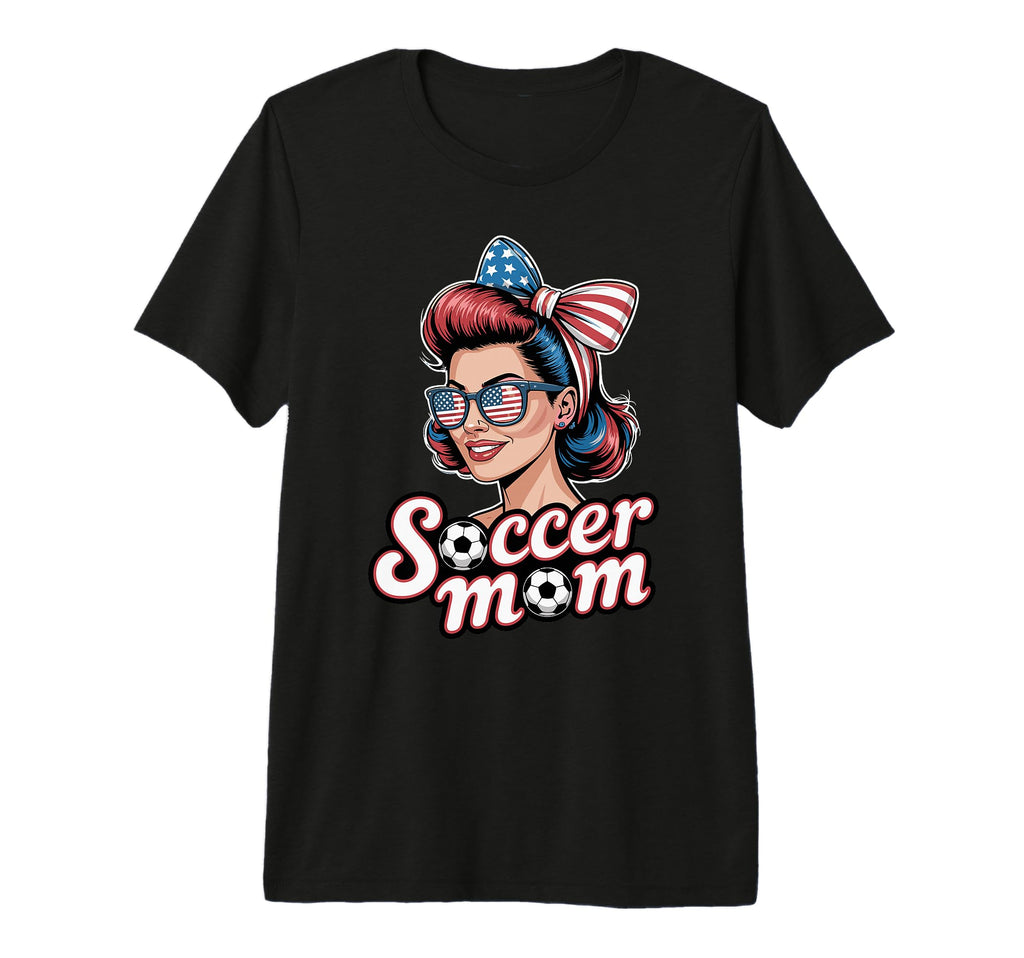 Patriotic Soccer Mom American Flag T-Shirt - Graphic Print for Adults