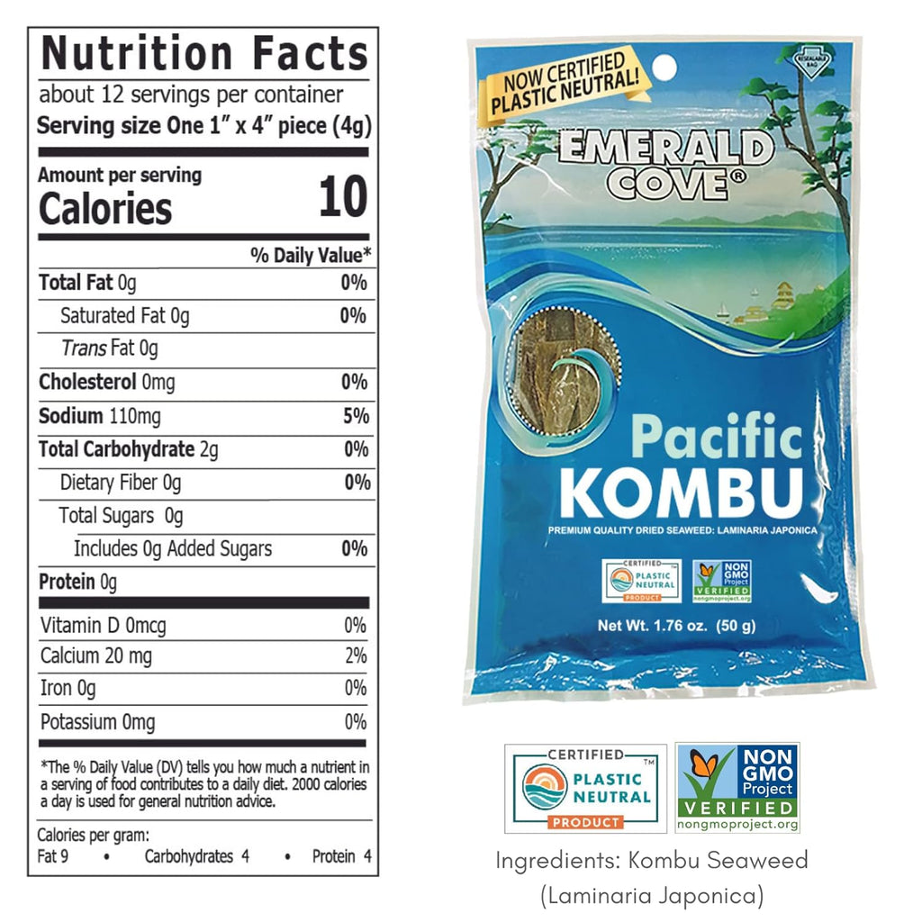 Emerald Cove Premium Pacific Kombu, Silver Grade, 1.76 oz., Pack of 6