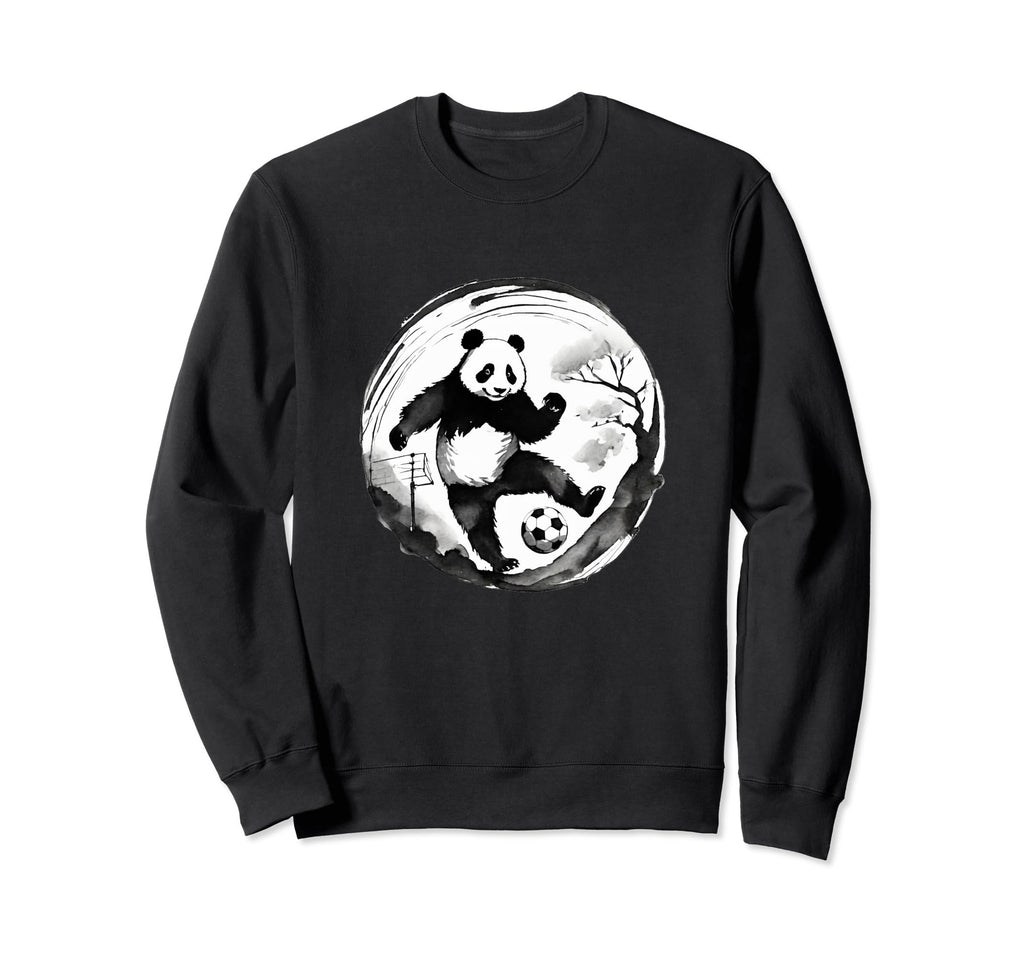 Soccer Panda Funny Ink Painting Sweatshirt - Aesthetic Graphic Men Women