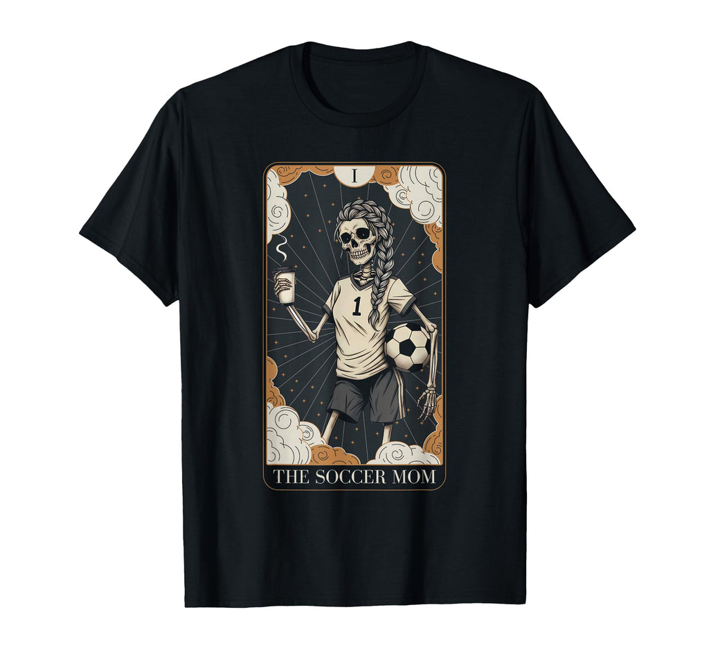 Halloween Skeleton Soccer Mom Tarot Card T-Shirt - Trendy Graphic Men Women