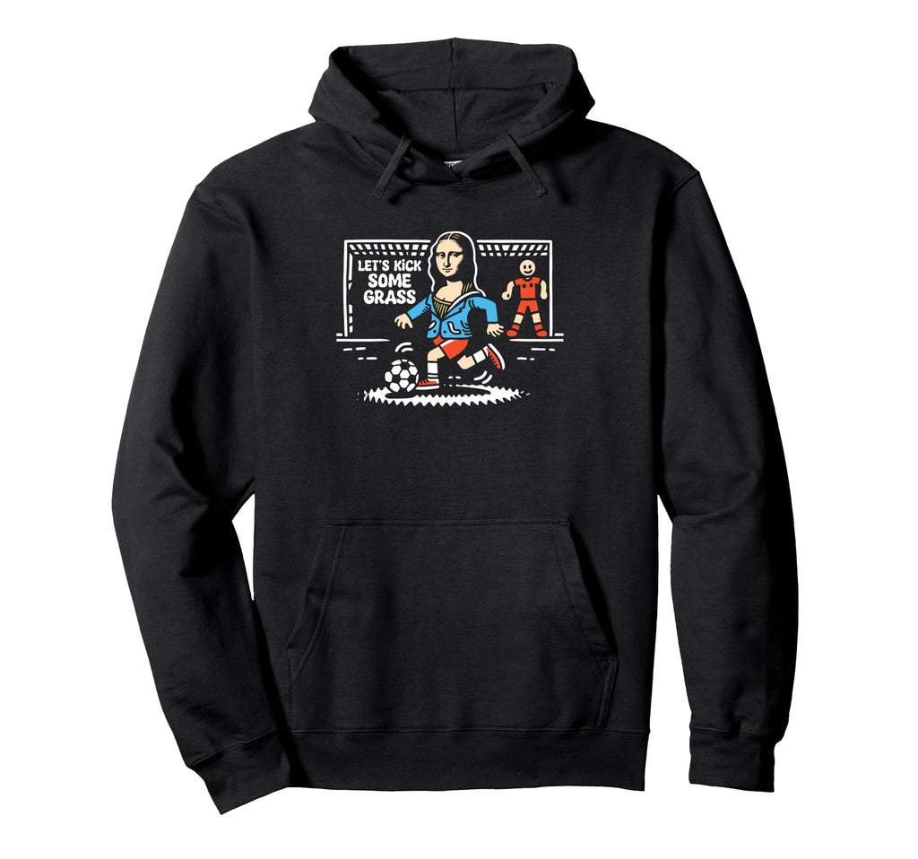 Mona Lisa Soccer Player Funny Mona Hoodie - Fun Novelty Design for Adults