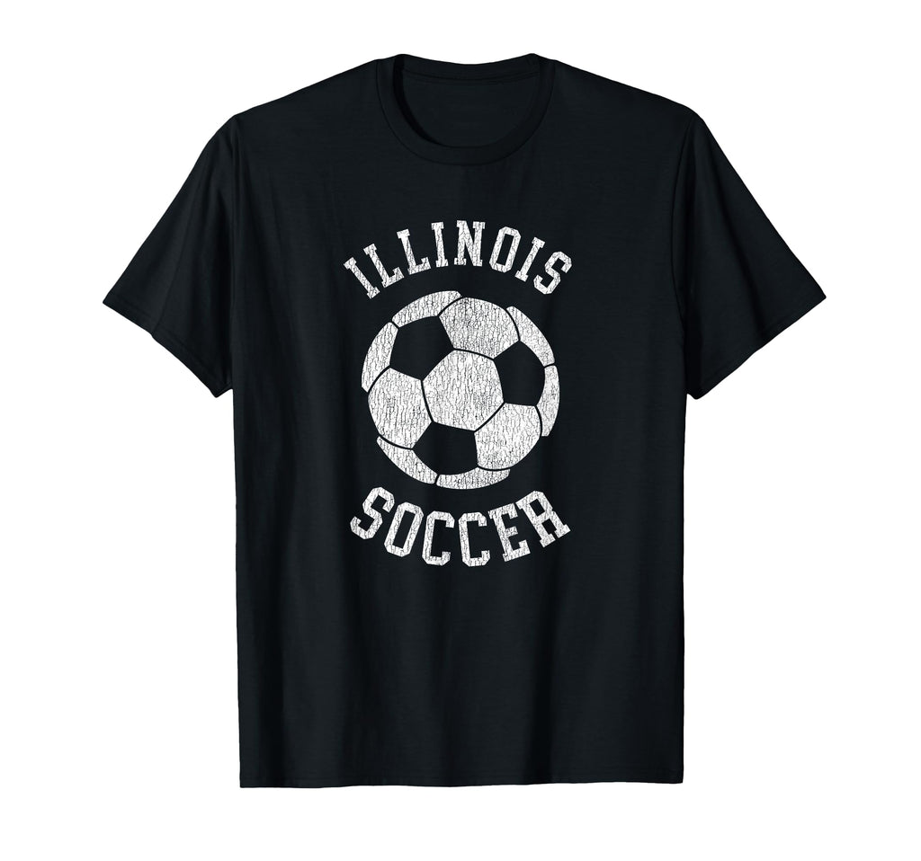 Illinois Soccer Distressed 90S T-Shirt - Novelty Apparel Unisex