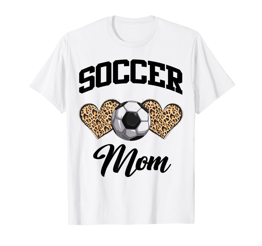 Soccer Leopard Heart Soccer Mom T-Shirt - Custom Art Print for Adults