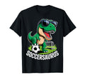 Soccersaurus Dinosaur T Rex Soccer T-Shirt - Casual Everyday Wear Unisex