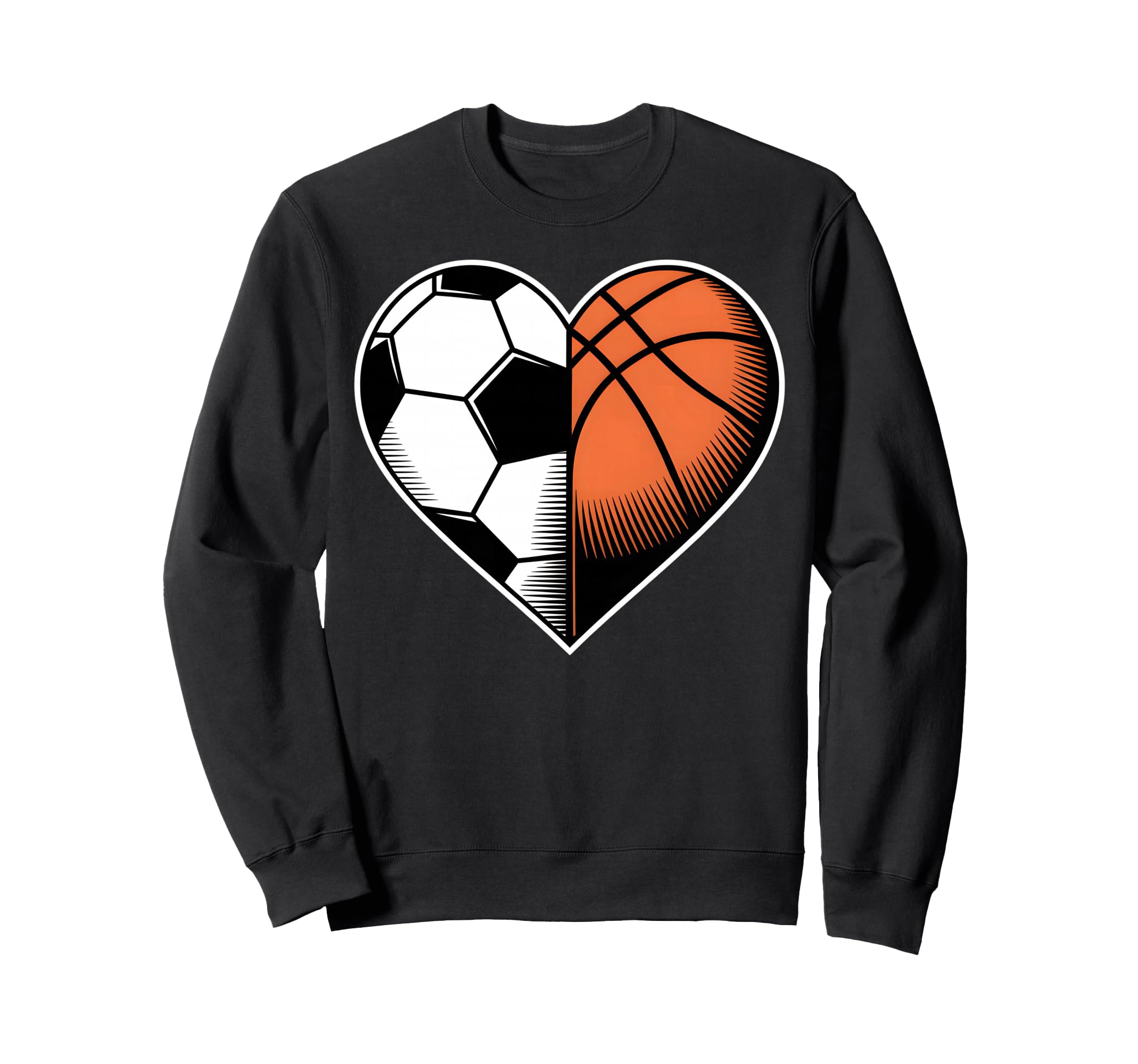 Soccer Basketball Heart Sports Fans Sweatshirt - Novelty Apparel Men Women