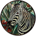 Lygond Metal Sign Tin Sign Circular Stained Glass Zebra Funny Bathroom Wall Decor for Gift 8×8 Inches