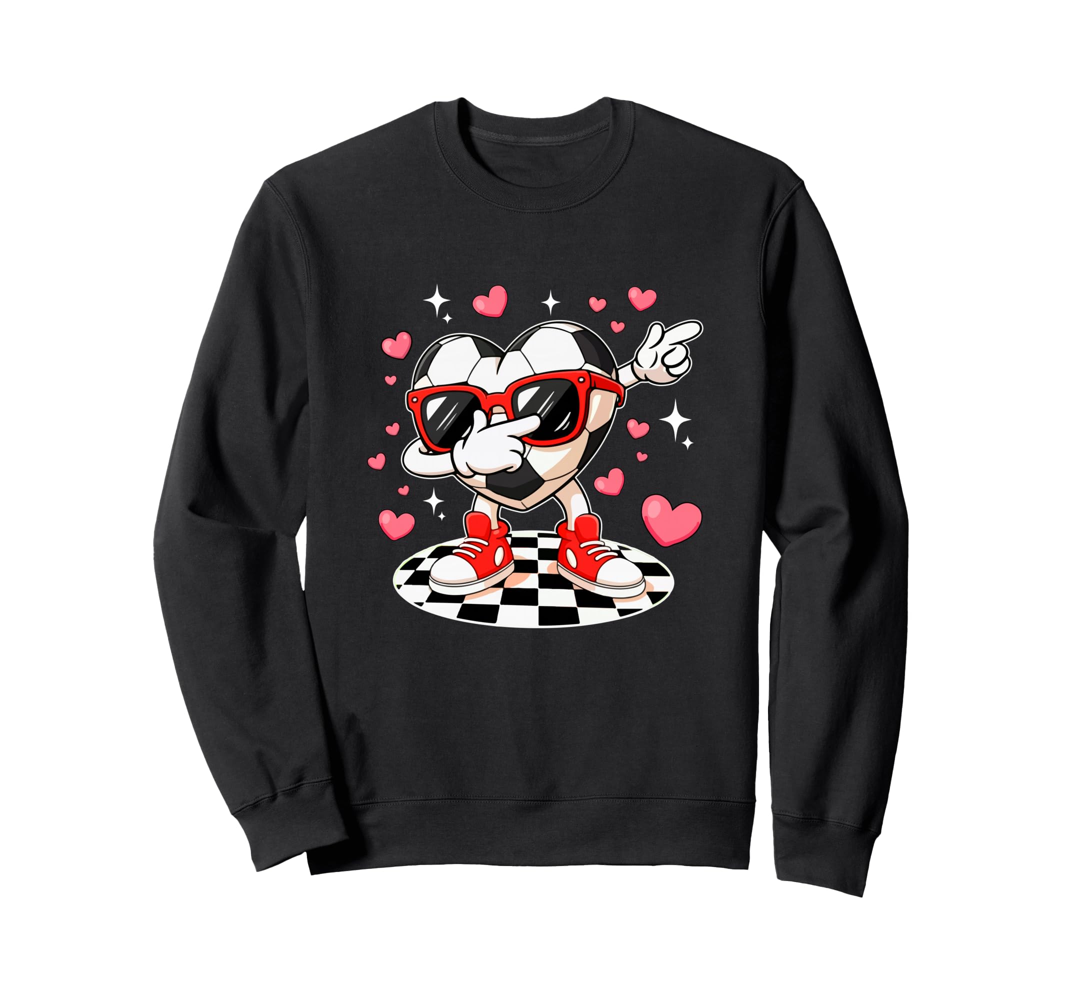 Dabbing Heart Sunglasses Valentine Sweatshirt - Novelty Apparel Men Women