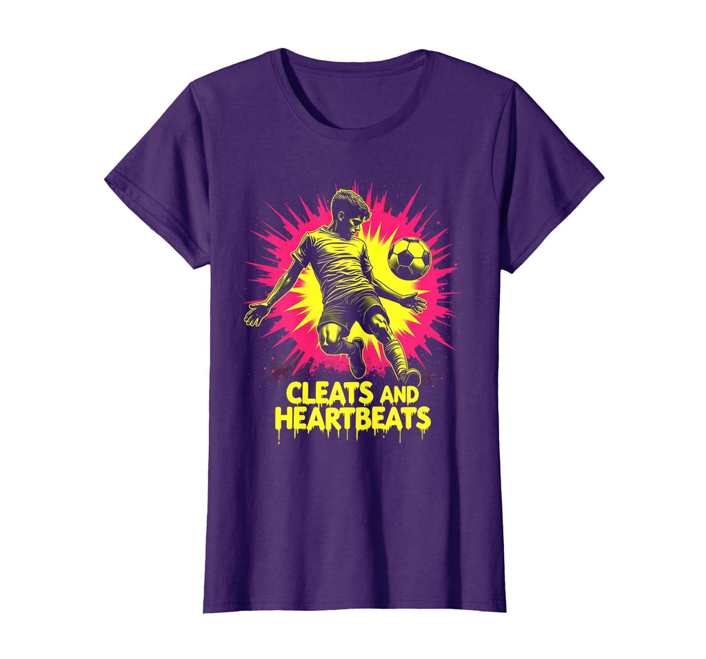 Cleats And Heartbeats Soccer Lover T-Shirt - Graphic Print Unisex