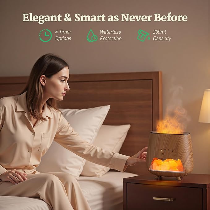 2-in-1 Ultrasonic Aromatherapy Diffuser: Essential Oil Diffuser & Himalayan Salt Lamp, Quiet Scent Diffusers for Home with Cool Mist and Timer Settings