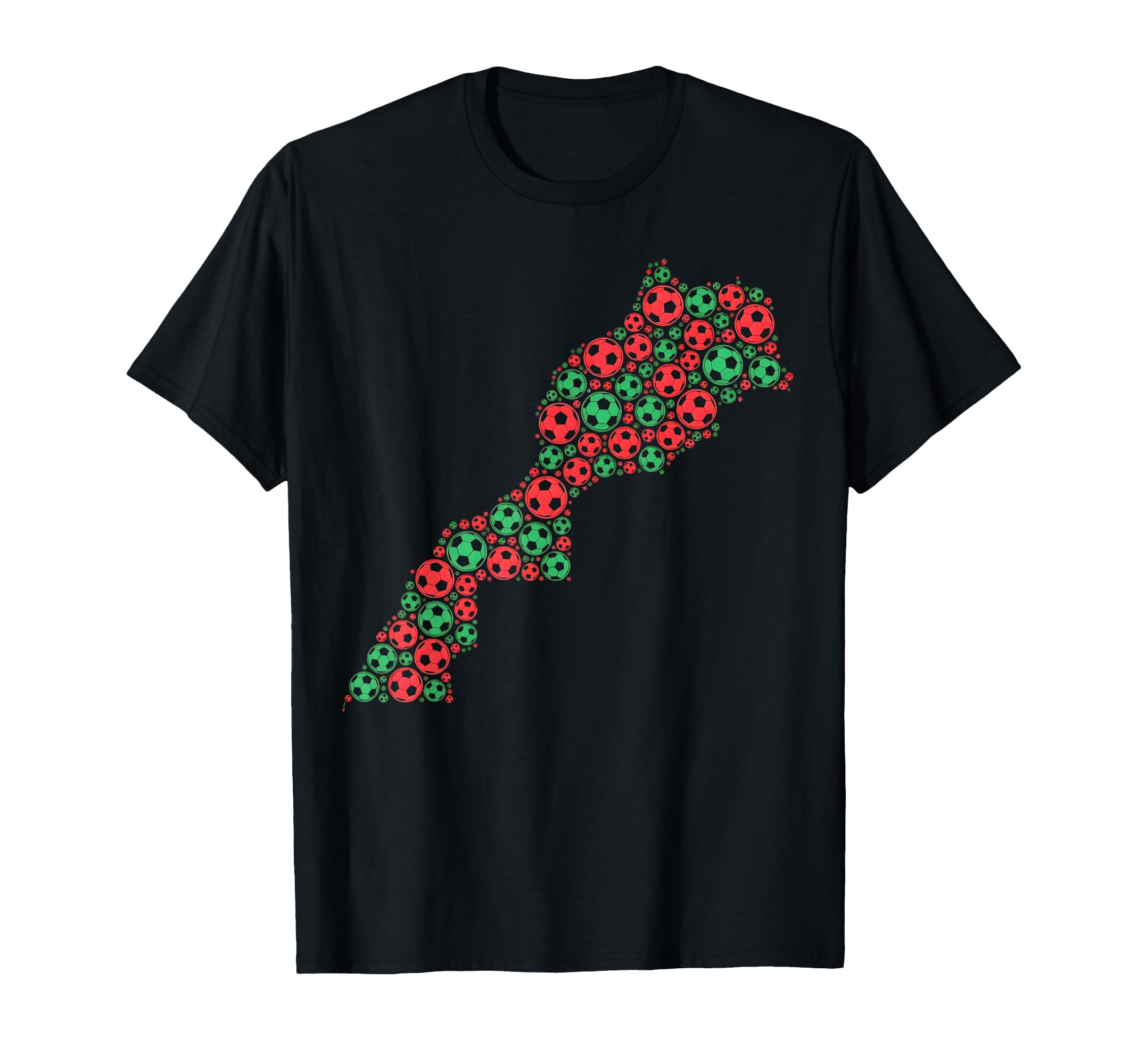 Morocco Soccer Map Silhouette Football T-Shirt - Unique Graphic Men Women
