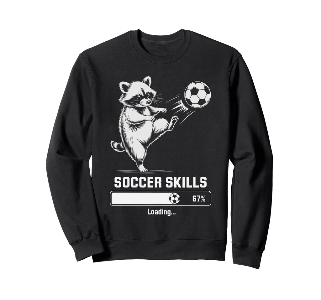 Soccer Raccoon Skills Loading Sweatshirt - Fun Novelty Design for Adults