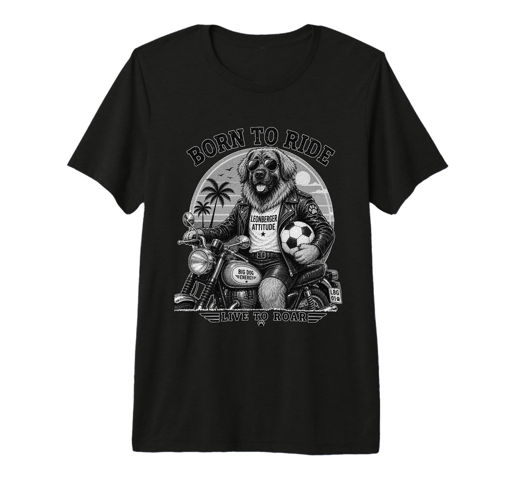 Leonberger Motorbike Love Footbal Soccer T-Shirt - Novelty Apparel Unisex