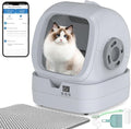 Automatic Self-Cleaning Cat Litter Box with APP-Controlled, Weight Tracking – 86L Ultra-Quiet, Smart Health Monitor, and Safe Anti-Pinch Design (Assembly Required) -Light Grey