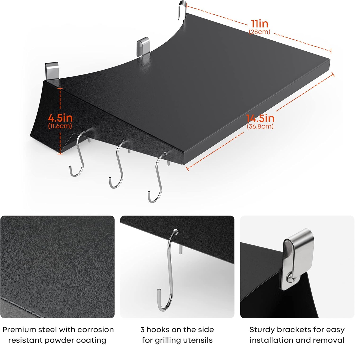 Stanbroil Grill Side Table for 22 Inch Weber Master-Touch & Original Kettle & Original Kettle Premium Charcoal Grills