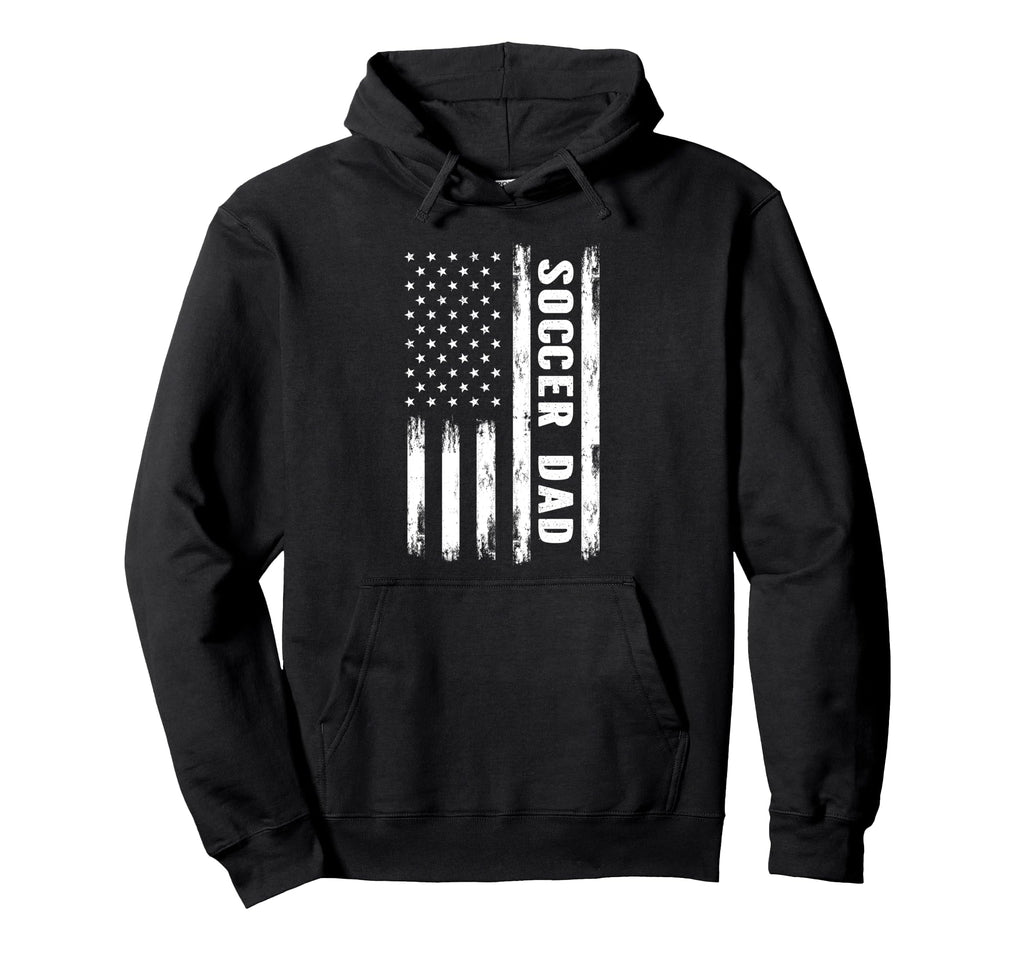 Soccer Dad American Flag Grunge Hoodie - Novelty Apparel Unisex