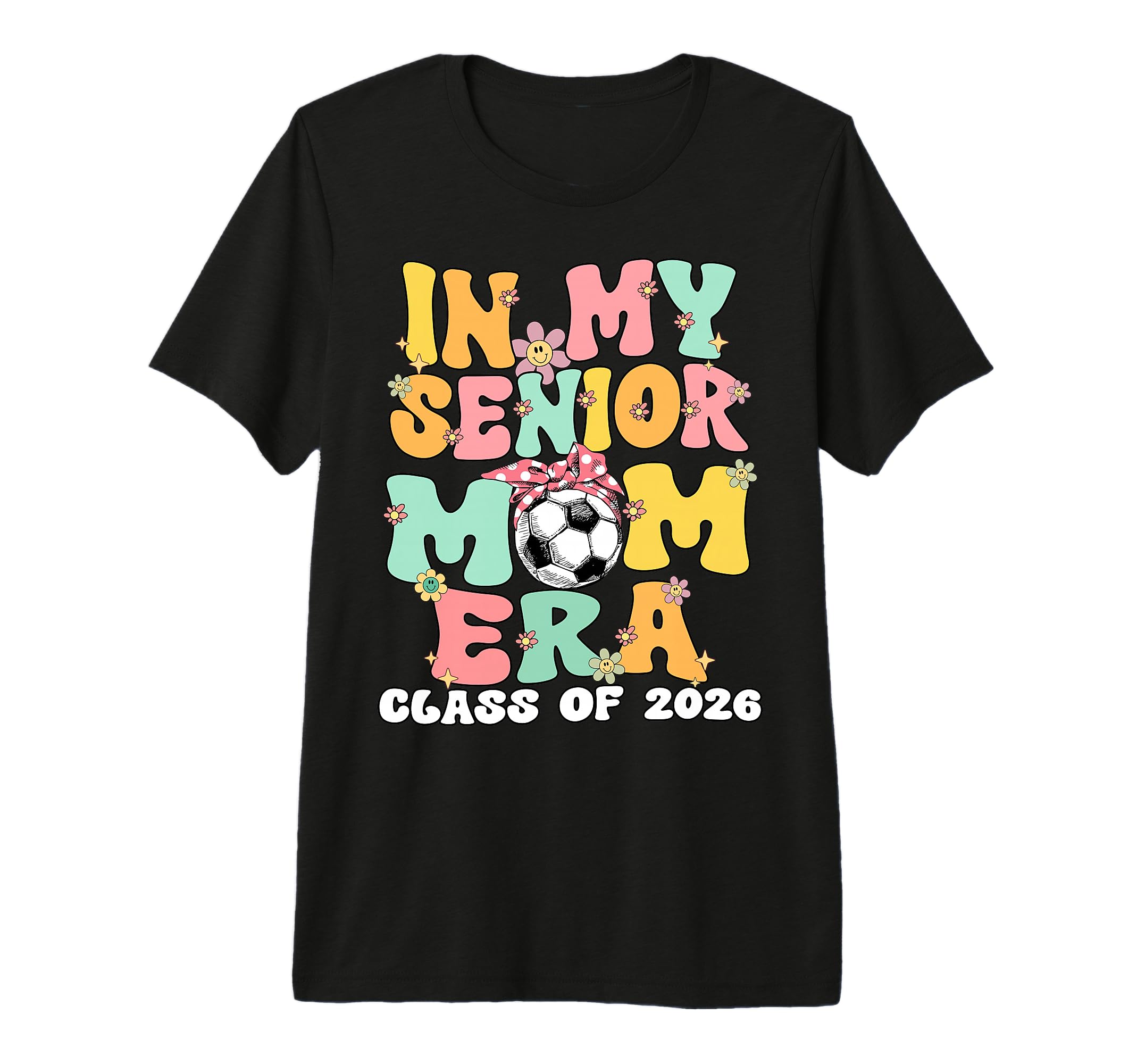 My Senior Mom Era Groovy Soccer T-Shirt - Aesthetic Graphic for Adults