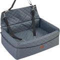 Dog Car Seat for Large/Medium Pet, Anti Slip Bottom Dogs Booster Seat for All Seasons,Pet Travel Bed with Thick Dog Sofa Cushion, Storage Pockets 2 Safety Leashes