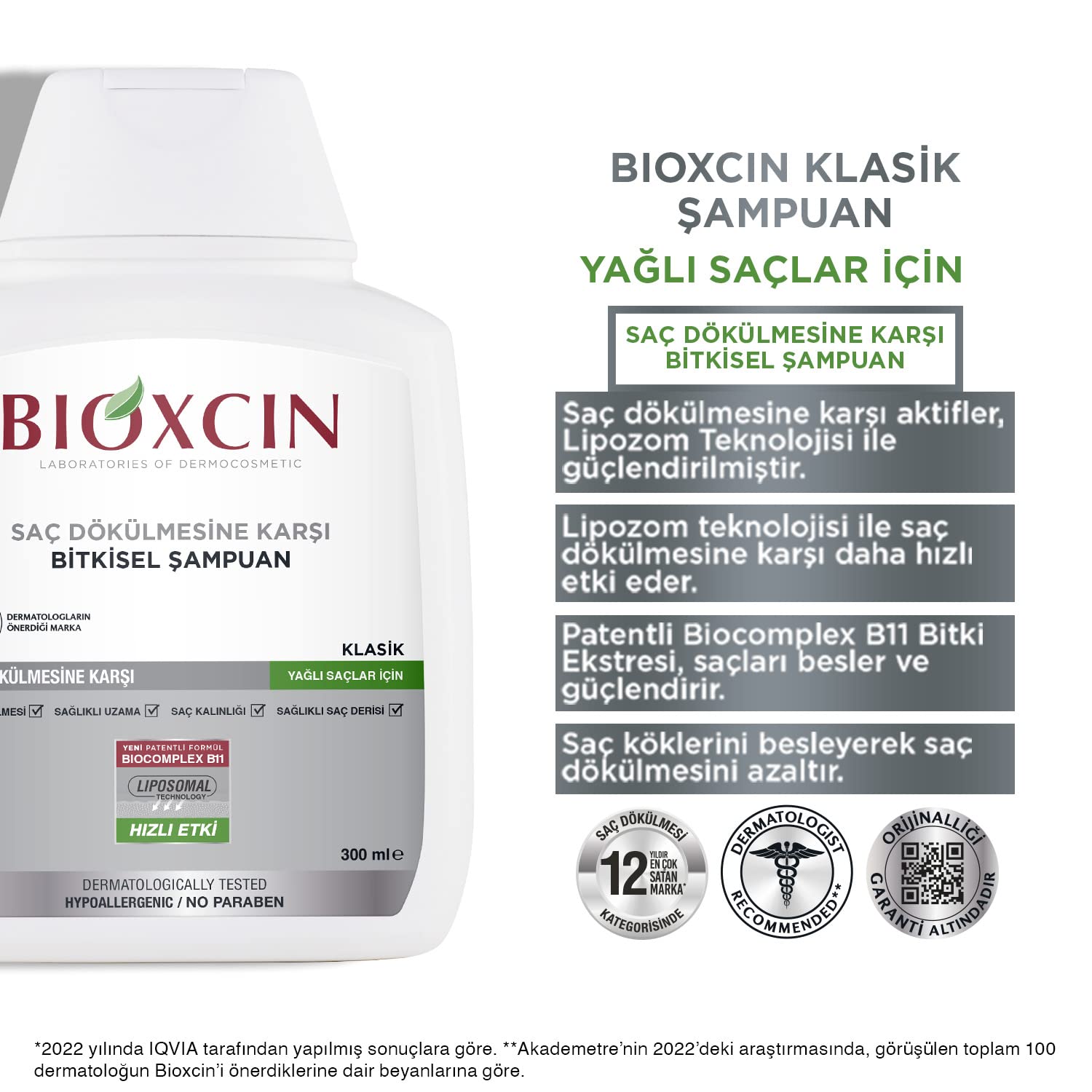 Bioxcin Bio-Activ Shampoo for Oily Hair - Paraben-Free, Mineral Oil-Free, 10.14 fl oz