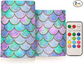 Vdsrup Flameless Candles Set of 2 Purple Teal LED Candles with Timer Battery Operated Mermaid Scale Candle Lights Flickering with Remote for Home Bedroom Decor
