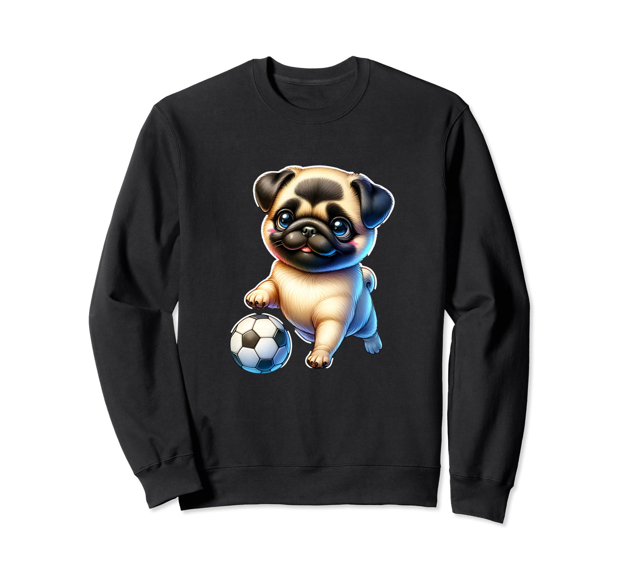 Pug Dog Soccer Champion Ball Fan Sweatshirt - Unique Graphic for Adults