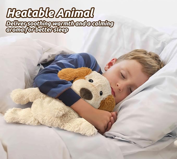 Puppy Stuffed Animals, Microwavable Stuffed Animal Adorable Fluffy Dog Plush for Warmth, Heatable & Coolable Lavender Scent Puppy Plush Toys, Cute Soft Dog Plushies for Kids & Adults Girls Boys Gifts