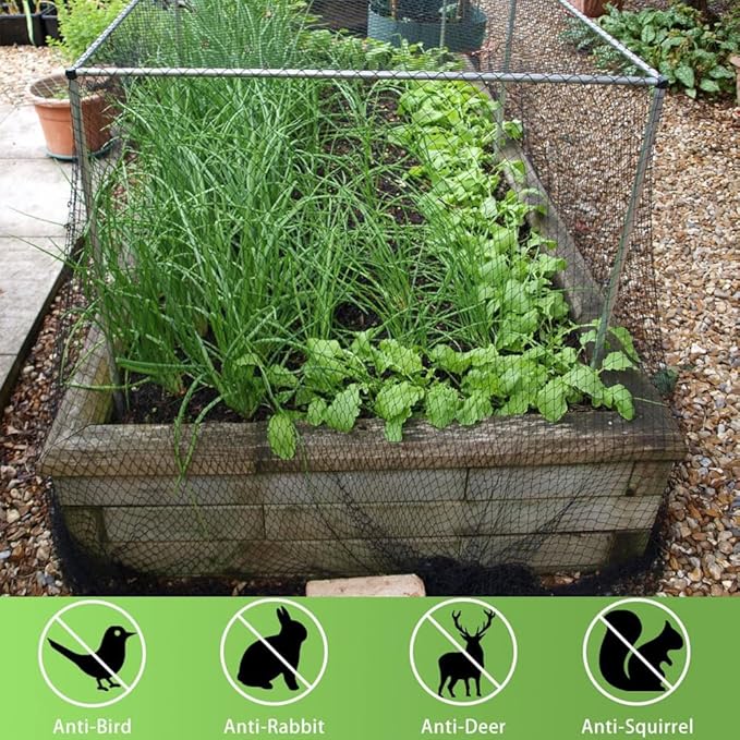 Bird Netting 25x50 Ft, 1 in Mesh Heavy Duty Garden Netting Pest Barrier for Plants, Fruit Trees, Vegetables, Extra Strong Woven Mesh Netting, Animal Fencing Against Birds, Deer, Poultry