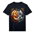 Halloween Soccer Ball Pumpkin Skull T-Shirt - Custom Art Print for Adults